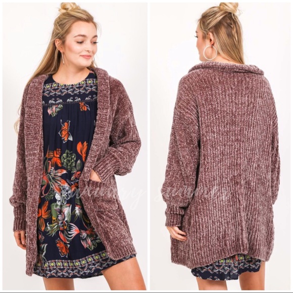 ❄️RESTOCKED//BLUSH CHENILLE KNIT CARDIGAN - Picture 6 of 7